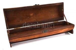 Lakkozott fa-réz bortartó h: 35 cm