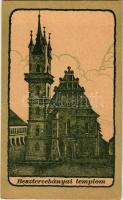Besztercebánya, Banská Bystrica; templom. A Magyar Jövő kiadása / church, Hungarian irredenta art postcard (EK)