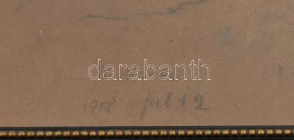 Olvashatatlan jelzéssel, a XX. sz. elején működött festő: Szoptató bivaly. Ceruza, karton. Dekoratív...