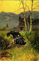Hunting art postcard. K.V.B. Serie 9025. s: E. Heller