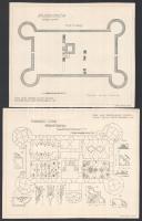 1913 Márkusfalva, Máriássy-kastély és a vár alaprajzai, 10 db nyomat, Korvin Testvérek Bp., 21x17,5 ...