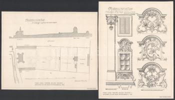 1913 Márkusfalva, Máriássy-kastély, róm. kat. templom, vár, részletek és alaprajzok, 10 db nyomat, K...