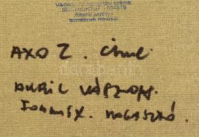 Sugár Gábor (1976- ): Axo 2. Akril, foamix, vászon, jelzett, hátoldalán autográf felirattal és a műv...