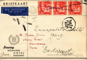 1938 Bandung, Bandoeng; Savoy Homann Hotel indonéz szálló reklámlapja. Vidor Jekim karmester levele / Indonesian hotels advertisement, Letter of Jekim Vidor Hungarian conductor (EK)