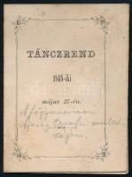 1868 A győri főgimnáziumi ifjúság tavaszi mulatságának táncrendje, ceruzás bejegyzésekkel, Győr, Czéh Sándor-ny., 7,5x5,5 cm