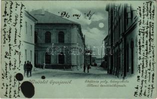 1900 Eperjes, Presov; Stefánia polg. leányiskola és állami tanítónőképezde, építekzés, este / girl school and teacher's training institute, night, construction (EK)