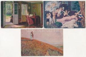 40 db RÉGI motívum képeslap: művész, festmények / 40 pre-1945 motive postcards: paintings, art