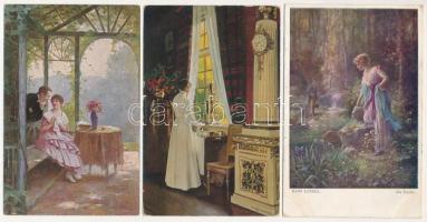 40 db RÉGI motívum képeslap: művész, festmények / 40 pre-1945 motive postcards: paintings, art
