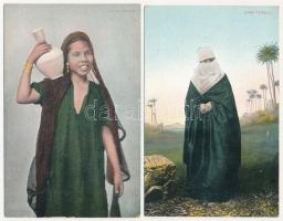 10 db RÉGI motívum képeslap: egyiptomi népviselet / 10 pre-1945 motive postcards: Egyptian folklore
