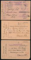 1916-1918 Tábori postai levelezőlapok, 3 db, az egyiken K. u. K. Gruppenkommando és egy másikon K. u. K. Etappentrainwerkstätte bélyegzésekkel, 9x14 cm