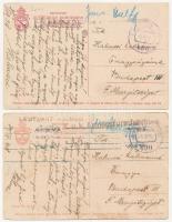 2 db RÉGI motívum képeslap hajópostával / 2 pre-1945 motive postcards with ship posts (SMS Tegetthof...