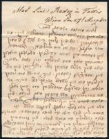 1850 Jiddis nyelven írt levél Neszmélyről küldve