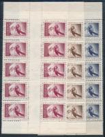 1951 80 éves a magyar bélyeg nemzetközi bélyegkiállítás levélzáró sor ívközéprészes ötöscsíkokban