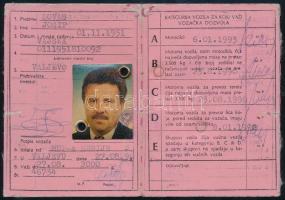 1990 Jugoszláviai fényképes jogosítvány magyar (?) személy részére