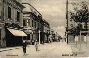 1910 Győr, Rákóczy utca, Arrabona Első Győri Temetkezési Válllalat, gyógyszertár. Milanes Iván kiadása