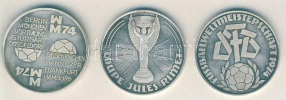 NSZK 1974. "Labdarúgó VB" 3db klf Ag emlékérem, 3x 14,9g T:PP Eredeti díszdobozban!