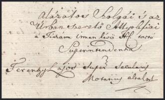 1819 Ferenczy Lajos költő, a "Tiszán innen" Református Egyházkerület jegyzőjének levele