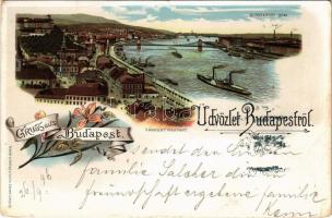 1896 (Vorläufer) Budapest I. Várkert rakpart. Louis Glaser Art Nouveau,floral, litho (EB)