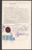 1936 Vásárhelyi János püspök által aláírt bizonyítvány román fordítással, bélyegekkel, viaszpecséttel