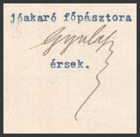 1909 Kalocsa, Városy Gyula kalocsai érsek aláírt levele