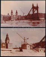 cca 1960 Erzsébet híd építése két fotó 14x9 cm