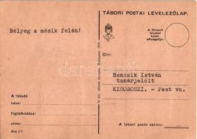 Tábori Postai Levelezőlap Pax Ting bélyegzéssel / WWII Hungarian military field postcard + "193...