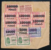 1946 Részletfizetés kéményseprői díjra 13 db számla illeték bélyeggel