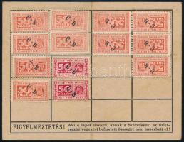 1930 Üzletrészbélyeg gyűjtőlap 13 db bélyeggel