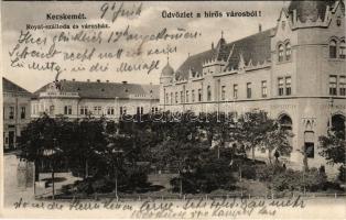 1906 Kecskemét, Royal szálloda, városház, gyógyszertár. Galánthai Fekete Mihály kiadása (EK)