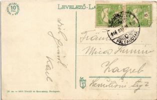 1916 Dombóvár, Fő tér, templom, üzlet. Vasúti Lev. Lap árusítás 19. 1915 (EK)