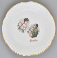 Laine porcelán Napoleon és Josephine képes tányér. Matricás, jelzett, hibátlan d: 14 cm