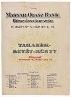 cca 1930 Magyar Olasz bank betétkönyv
