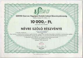 Budapest 1995. "SZEVIKI Szerves Vegyipari Kutató Intézet Részvénytársaság" részvénye 10.00...
