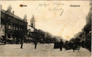 1907 Árpatarló, Ruma; Fő utca, piac, üzlet / Hauptgasse / main street, market, shops (fl)