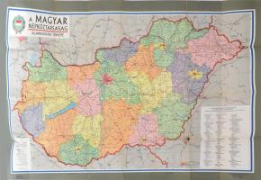 1966 A Magyar Népköztársaság államigazgatási térképe, 1:500 000, Kartográfiai Vállalat, szakadással, 100×116 cm