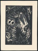 Frans Masereel (1889-1972): Őserdőben, fametszet, papír, jelzett a metszeten, 16x11 cm