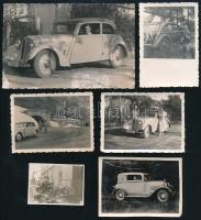 cca 1930-1940 6 db fotó régi autókról, 5,5×4 és 13,5×8,5 cm között