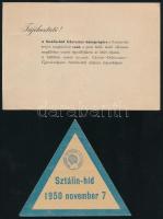 1950 Meghívó a Sztálin híd (Árpád híd) avatására. meghívó a Béke szállói fogadásra behajtási engedél...