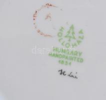 Hollóházi porcelán szelence d: 7 cm. Kézzel festett, jelzett, hibátlan + kristály vázácska