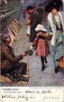1904 The Pavement Artist. Raphael Tuck & Sons Oilette Postcard 1647. Town Life s: Edward King (EK)