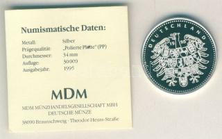 NSZK 1995. "Goethe" Ag emlékérem 15g T:PP Tanúsítvánnyal!