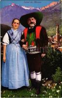 Saluti da Merano (Südtirol) / South Tyrolean folklore, couple from Merano