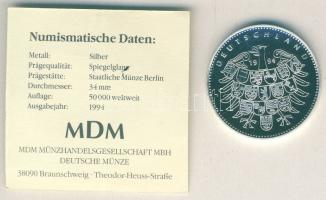 NSZK 1994. "A Fal ledöntésének 5. évfordulója" Ag emlékérem 15g T:PP Tanúsítvánnyal!