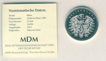 NSZK 1994. "Richard v. Weizsäcker" Ag emlékérem 15g T:PP Tanúsítvánnyal!