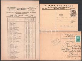 Szőlészettel, szőlővédelemmel kapcsolatos nyomtatványok, pl. szőlővessző árlap, 6 db, közte egy graf...