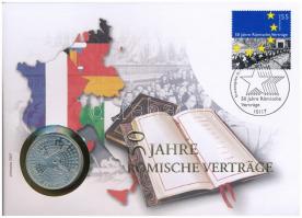 Németország 2007F 10E Ag Római Szerződés 50. évfordulója felbélyegzett borítékban, elsőnapi bélyegzéssel T:1  Germany 2007F 10 Euro Ag 30th Anniversary - Treaties of Rome in envelope with stamp and first day cancellation C:UNC