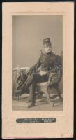 cca 1914 Fiatal férfi (vasutas) műtermi portréja, keményhátú fotó Heiter (Szászrégen/Borszék) műterméből, kartonra kasírozva, 14×8 cm