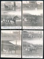 1958-1963 Lóversenyek, 4 db fotó, feliratozva, 12×8,5 cm