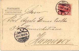 1902 Hamburg, Nicolai-Kirche / church, market. Verlag u. Lichtdruck v. Knackstedt & Näther. Art ...