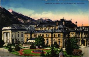 Innsbruck (Tirol), Stadtsäle und Stadttheater mit Nordkette / city hall, theatre. Wilhelm Stempfle